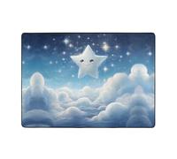 WZYWHJ Tapis de sol antidérapant pour salon, chambre d'enfant, tapis de jeu, 203,2 x 147,3 cm, motif petites étoiles dans les nuages blancs