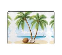 WZYWHJ Tapis de sol antidérapant pour salon, chambre d'enfant, tapis de jeu, 203,2 x 147,3 cm, motif plage cocotiers