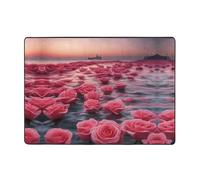 WZYWHJ Tapis de sol antidérapant pour salon, chambre d'enfant, tapis de jeu, 203,2 x 147,3 cm, motif roses by the sea