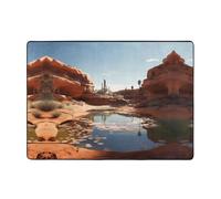 WZYWHJ Tapis de sol antidérapant pour salon, chambre d'enfant, tapis de jeu, 203,2 x 147,3 cm, motif source d'eau dans le désert