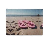 WZYWHJ Tapis de sol antidérapant pour salon, chambre d'enfant, tapis de jeu, 203,2 x 147,3 cm, motif tongs roses sur la plage