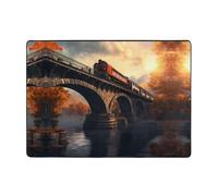 WZYWHJ Tapis de sol antidérapant pour salon, chambre d'enfant, tapis de jeu, 203,2 x 147,3 cm, motif trains sur le pont