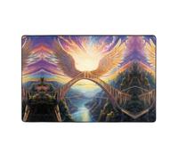 WZYWHJ Tapis de sol antidérapant pour salon, chambre d'enfant, tapis de jeu imprimé ailes sur le pont arc-en-ciel 152,4 x 99,1 cm