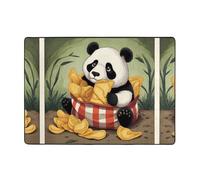 WZYWHJ Tapis de sol antidérapant pour salon, chambre d'enfant, tapis de jeu imprimé panda dans un sac de frites de pommes de terre, 203,2 x 147,3 cm