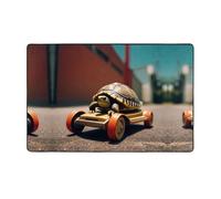 WZYWHJ Tapis de sol antidérapant pour salon, chambre d'enfant, tapis de jeu imprimé petite tortue sur une voiture jouet 152,4 x 99,1 cm