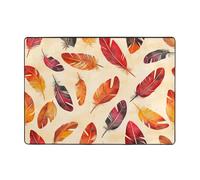 WZYWHJ Tapis de sol antidérapant pour salon, chambre d'enfant, tapis de jeu, tapis de jeu, 203,2 x 147,3 cm, 6 plumes colorées
