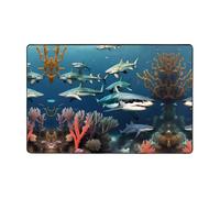 WZYWHJ Tapis de sol antidérapant requins sous la mer Image douce et confortable bonne absorption d'eau Taille Nom pour salon et balcon