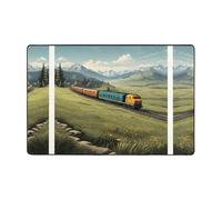 WZYWHJ Tapis de sol antidérapant Train courant sur la prairie Impression douce et confortable bonne absorption d'eau Taille Nom pour salon et balcon