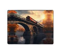 WZYWHJ Tapis de sol, tapis de sol antidérapant, tapis de jeu, 160 x 121,9 cm, motif trains sur le pont