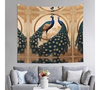 WZYWHJ Tapisserie de décoration intérieure imprimée paon Art déco 152,4 x 129,5 cm : douce, de qualité et légère, convient pour les tapisseries murales