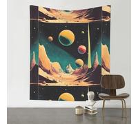 WZYWHJ Tapisserie décorative à motif espace fantaisie rétro 152,4 x 129,5 cm. Convient pour les tentures murales, les dortoirs, les tissus muraux