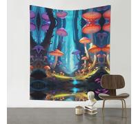 WZYWHJ Tapisserie décorative avec motif champignon lumineux 152,4 x 129,5 cm Convient pour une suspension murale, un dortoir
