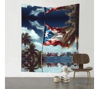 WZYWHJ Tapisserie décorative de drapeau de Porto Rico - 152,4 x 129,5 cm - Convient pour les tentures murales, les dortoirs, les tissus muraux