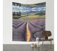 WZYWHJ Tapisserie décorative imprimée champs de lavande 152,4 x 129,5 cm Convient pour décoration murale, dortoir