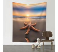WZYWHJ Tapisserie décorative imprimée étoile de mer océan plage 152,4 x 129,5 cm Convient pour les tentures murales, dortoirs, tissus muraux
