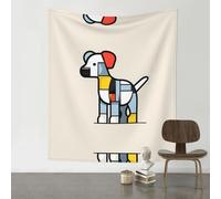 WZYWHJ Tapisserie décorative imprimée Mondrian abstractionisme petit animal 152,4 x 129,5 cm Convient pour décoration murale, dortoir