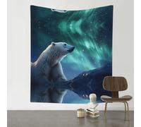 WZYWHJ Tapisserie décorative imprimée ours polaire Aurora 152,4 x 129,5 cm, convient pour une suspension murale, un dortoir