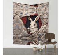 WZYWHJ Tapisserie décorative imprimée Petit lapin blanc dans la couette 152,4 x 129,5 cm Convient pour décoration murale, dortoir