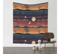 WZYWHJ Tapisserie décorative motif lune du soir 152,4 x 129,5 cm. Convient pour les tentures murales, les dortoirs, les tissus muraux