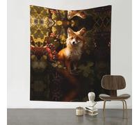 WZYWHJ Tapisserie décorative motif petit renard cueillant des raisins - 152,4 x 129,5 cm - Convient pour accrocher au mur, dortoir, tissus muraux