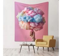 WZYWHJ Tapisserie décorative murale colorée en coton avec imprimé barbe à papa 152,4 x 129,5 cm, douce, durable, légère pour chambre à coucher et dortoir