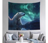 WZYWHJ Tapisserie d'intérieur imprimée Aurora Ours polaire 152,4 x 129,5 cm : douce, de qualité et légère, convient pour les tapisseries murales