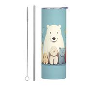 WZYWHJ Tasse en acier inoxydable de 591 ml - Tasse écologique de qualité avec couvercle hermétique et paille à effet isolant - Ensemble de deux pièces imprimé animaux amis