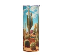 WZYWHJ Tasse en acier inoxydable de 591 ml - Tasse écologique de qualité avec couvercle hermétique et effet isolant sans accessoires Imprimé territoire du cactus