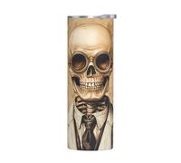 WZYWHJ Tasse en acier inoxydable de 591 ml - Tasse écologique de qualité avec couvercle hermétique et effet isolant sans accessoires Motif crâne