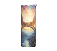 WZYWHJ Tasse en acier inoxydable de qualité avec couvercle hermétique et effet isolant sans accessoires Motif ailes sur le pont arc-en-ciel 591 ml