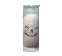 WZYWHJ Tasse en acier inoxydable de qualité avec couvercle hermétique et effet isolant sans accessoires Motif boule de neige souriante 591 ml