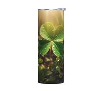 WZYWHJ Tasse en acier inoxydable de qualité avec couvercle hermétique et effet isolant sans accessoires Motif trèfle au soleil 591 ml