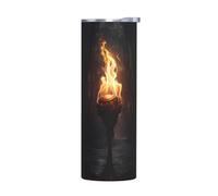 WZYWHJ Tasse en acier inoxydable de qualité avec couvercle hermétique et effet isolant sans accessoires Motif torches dans le noir 591 ml
