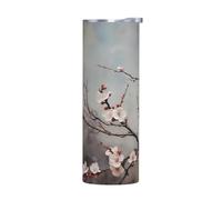 WZYWHJ Tasse en acier inoxydable de qualité avec couvercle hermétique et effet isolant sans accessoires Motif fleurs de prunier en hiver 591 ml