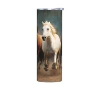 WZYWHJ Tasse en acier inoxydable de qualité avec couvercle hermétique et effet isolant sans accessoires Motif chevaux au galop 591 ml