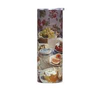 WZYWHJ Tasse en acier inoxydable de qualité avec couvercle hermétique et effet isolant sans accessoires Motif pique-nique au soleil 591 ml