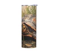 WZYWHJ Tasse en acier inoxydable de qualité avec couvercle hermétique et effet isolant sans accessoires Motif tortue rampant dans le marais 591 ml