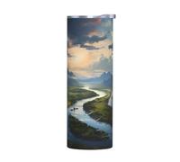 WZYWHJ Tasse en acier inoxydable de qualité avec couvercle hermétique et effet isolant sans accessoires Motif The Mighty River 591 ml