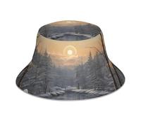 WZYWHJ The Bitter Cold Winter Bob réversible imprimé - pour homme et femme - Couvre-chef de protection pour voyage et activités de plein air - Noir