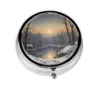 WZYWHJ The Bitter Cold Winter Boîte à médicaments circulaire imprimée avec compartiments, mini distributeur de pilules