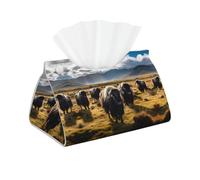 WZYWHJ The Cattle on the grassland Printing Boîte de rangement décorative avec sac à mouchoirs rectangulaire en cuir et base de support
