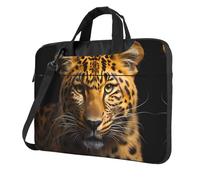 WZYWHJ The deep-eyed leopard Prints Sac pour ordinateur portable avec intérieur doux, plusieurs poches, idéal pour les hommes, les voyages et les affaires, Noir/blanc, 13 inch