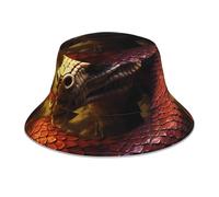 WZYWHJ The Giant Forest Python Printed Reversible Bucket Hat for Men and Women Protection Headwear for Travel and Outdoor Activities Black
