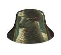 WZYWHJ The Lamb in The Spaceship Chapeau cloche réversible imprimé pour homme et femme Couvre-chef de protection pour voyage et activités de plein air Noir