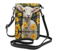 WZYWHJ The Lamb in the yellow flowers Picture Sac à bandoulière en cuir pour femme avec bandoulière réglable