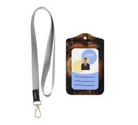 Wzywhj The Lion's Gaze Impression Badge de travail Étui de protection en cuir avec corde de suspension amovible