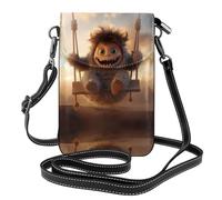 WZYWHJ The Little Monster on the Swing Picture Sac à bandoulière en cuir pour femme avec bandoulière réglable