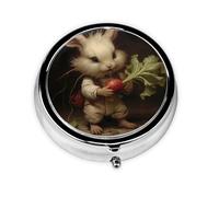 WZYWHJ The Little Rabbit Pull Boîte à médicaments circulaire avec compartiments Motif radis