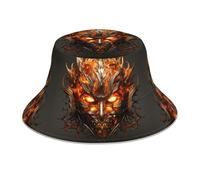 WZYWHJ The Mask of Burning Flames Chapeau de pêcheur Imprimé Double Face Réfléchissant Extérieur Voyage Summer Beach Sun Cap Noir