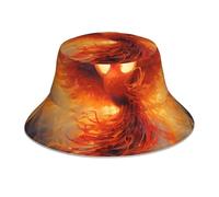 WZYWHJ The Phoenix Reborn in Fire Printed Reversible Bucket Hat for Men and Women Protection Headwear for Travel and Outdoor Activities Black